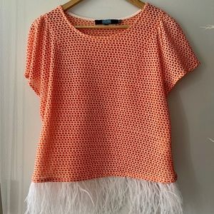 Anthropologie Orange Feathery Shirt
